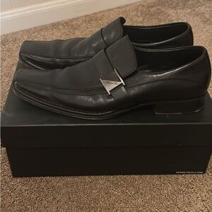 Kenneth Cole Black Leather Slip-On Loafers